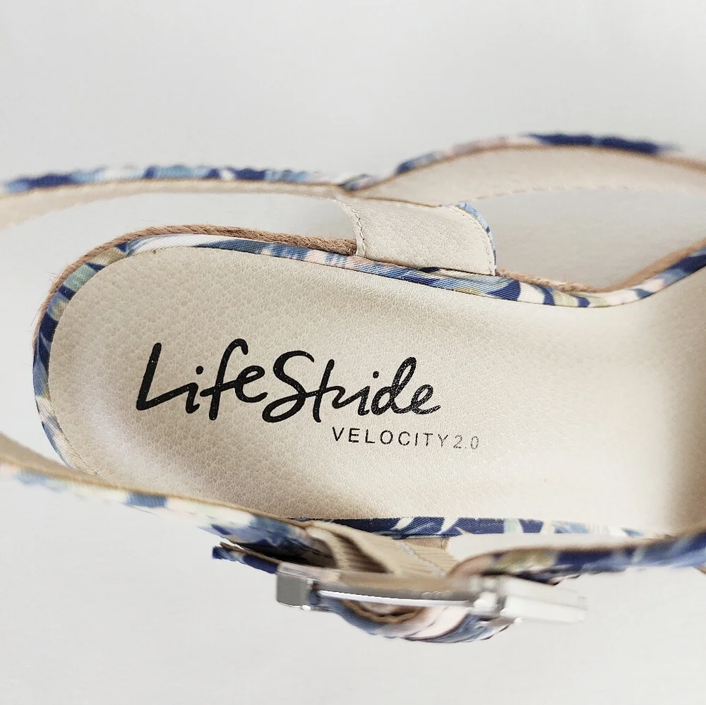 NEW! LifeStride Wedge Sandals Tango 2 Espadrilles Size 10 Heels Straw Woven Open
